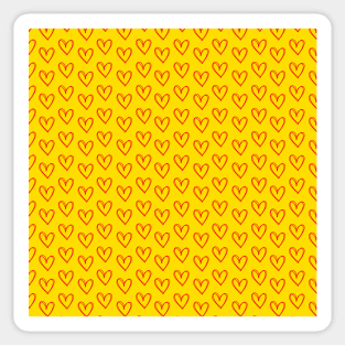 Yellow and red hearts pattern Sticker